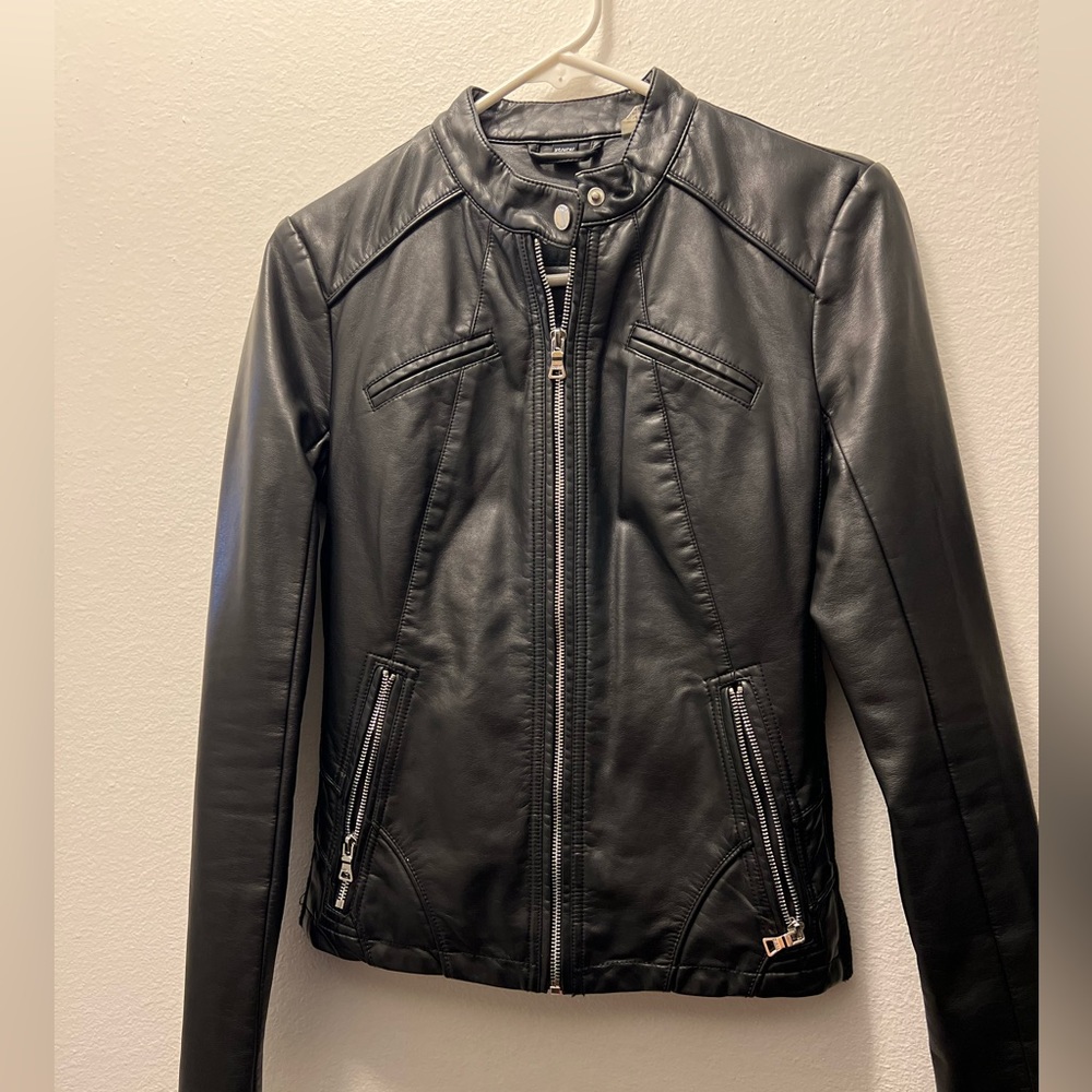Black leather Guess Jacket